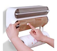 Dispensador de Film Transparente 3 en 1, Cortador de Papel de Aluminio, dispensador magnético de Papel de Aluminio y Film Transparente, portarrollos de Cocina magnético (Negro)