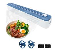 Dispensador de film transparente con ventosa, cortador de plástico con dispensador de láminas magnético, para cocina, salón, cocina, restaurante, color azul