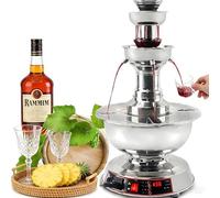 Dispensador de fuente eléctrica, máquina de champán y cóctel de acero inoxidable de 3 niveles, 3,5 L, temperatura ajustable de 0 a 100 °C, bajo nivel de ruido para eventos y fiestas