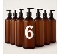 Dispensador de Gel y Champu Baño 1L - 6 Botellas de Plástico Rellenables y Recargables Ideales para jabón, loción y champú