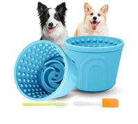 Dispensador de golosinas para perros, comedero lento para aliviar la ansiedad, paquete de 2, azul, cuenco antideslizante para lamer perros de raza pequeña, mediana y grande, silicona sin BPA