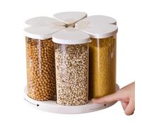 Dispensador de granos, contenedor de almacenamiento giratorio para cocina organizada, soporte de cereales de 6 rejillas con fácil acceso, accesorio de despensa para harina, azúcar, frijoles, dulces