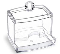 Dispensador de hisopos de algod?n MOSIKER para ba?o, peque?o, acr?lico transparente, organizador a prueba de polvo con tapa para palillos de dientes