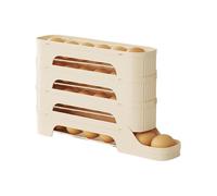 Dispensador de huevos con ruedas: alimentación por gravedad de fácil acceso, bandeja multicapa de 13,78 x 2,95 x 8,66 pulgadas, gabinete con puerta interna que ahorra espacio, componente de polímero i