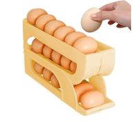 Dispensador de huevos enrollable para refrigerador, dispensador automático de huevos enrollable, soporte automático de huevos de 3 niveles para , contenedor organizador de huevos que ah