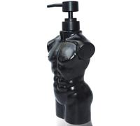 Dispensador de jab?n de cer?mica para ni?os, juego de loci?n y jab?n, rellenable, para ba?o, cocina, color negro.