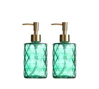 Dispensador de jabón (2 Unidades, Botella de Vidrio con Bomba, 330 ml/11 oz, vacía, rellenable, dispensador de loción, champú, C)