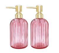 Dispensador de jabón - 2 Unidades de 14 oz Cocina Cristal Dispensador de jabón con Bomba, baño Transparente Dispensador de Jabón para Jabón de Manos, Detergente Under Lotion (Rosa)