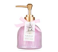 Dispensador de jabón Accentra HOME SPA con jabón de manos en un dispensador de vidrio decorativo con bomba - Jabón líquido, 200 ml, fragancia: hibisco, ideal para regalar a mujeres, madres y novias