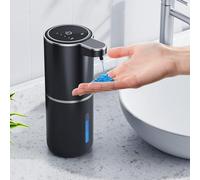 Dispensador de jabón automático, 380 ml, dispensador de jabón automático sin contacto, recargable por USB, con sensor de movimiento por infrarrojos para baño, cocina, oficina, negro