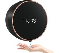 Dispensador de jabón automático de montaje en pared con sensor no táctil, dispensador de jabón, dispensador automático de jabón eléctrico de plástico para baño, cocina, oficina, negro