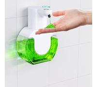Dispensador de jabón automático - Dispensador de jabón de fijación a la Pared, dispensador de jabón automático de 420 ml, dispensador de jabón eléctrico con Sensor, Carga USB IPX5, Impermeable