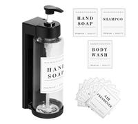 Dispensador de Jabón Baño Set de 300ml Dispensador de Lavado de Manos Montado en la Pared sin Perforaciones con Etiquetas,Dispensador de Líquido Recargable para Lociones, Uso Diario para Baño, Cocina