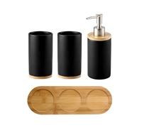 Dispensador De Jabon BañO Set de Accesorios de baño, dispensador de jabón, Soporte for Cepillo de Dientes, Vaso, Producto de cerámica for el hogar(2Cup1Bottle-black)
