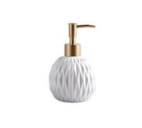 Dispensador de jabón cerámica 13.5 oz con Bomba, Botella loción Redonda rellenable, diseño Elegante, for el hogar, la Cocina y baño(Weiß)