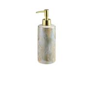 Dispensador de jabón cerámica 13.5 oz, Pintado a Mano con Detalles Dorados y esmaltado Suave, Ideal for baños Hotel(Style D)