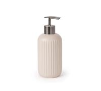 Dispensador de jabón cerámica 13.8 oz con Bomba, Recargable, for encimera, Bordes Redondeados y Suaves for Fregadero Cocina baño(Beige)