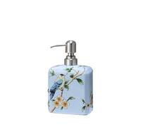 Dispensador de jabón cerámica 580 ml con Cabezal Acero Inoxidable 304, Resistente al Calor, for encimera(Light Blue)