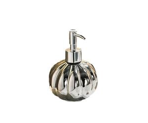 Dispensador de jabón cerámica con Forma Calabaza 375 ml, Boquilla Larga PP, Flujo antisalpicaduras, Almacenamiento clasificado, dispensador encimera(Silver)