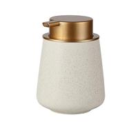 Dispensador de jabón cerámica diseño cónico, Base Estable, dispensador Manual encimera for Cocina, champú y Gel Ducha(Beige)