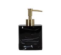 Dispensador de jabón cerámica marmolada 400 ml o 500, dispensador loción a presión for baño, Cocina, Hotel y Viajes(Noir,7.5 * 16cm)