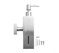 Dispensador de jabón contemporáneo montado en la pared para hoteles, acero inoxidable, función de empuje manual (plata)
