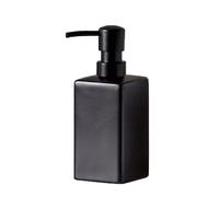 Dispensador de jabón Cuadrado de cerámica de 13.5 oz con Bordes Redondeados y Suaves, Base Plana y Estable, Resistente a la decoloración, Botella de loción for encimera. Gastador de Bombas(Noir)