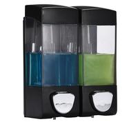 Dispensador de jabón de 2 Lb Depot de plástico ABS, 2 Cámaras para montaje en pared, para cocina o baño, rellenable, industrial, comercial, negro