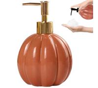Dispensador de jabón de Calabaza, dispensador de jabón de otoño de cerámica con Bomba de plástico Dorada desinfectante de Manos Recargable 6.5x3.9 Decoración de Acción de Gracias para la Cocina
