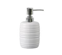 Dispensador de jabón de cerámica con Rosca de 13.8 oz con Bomba de ABS Cromado, Base Antideslizante y cocción a Alta Temperatura. Gastador de Bombas(Weiß)