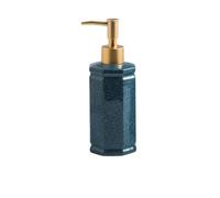 Dispensador de jabón de cerámica de 380 ml con Esmalte de Puntos de sésamo, Bomba de Metal Retro, horneado a Alta Temperatura, dispensador de loción for encimera Gastador de Bombas(BLU)