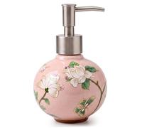 Dispensador de jabón de cerámica Floral Decorativo, Botella de Bomba Recargable para baño y Cocina, dispensador de loción de jabón de Manos Vintage, decoración Boho, Estilo 3