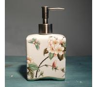Dispensador de jabón de cerámica hecho a mano para baño, cocina, ducha, forma cuadrada, decorativa, pintura china vintage, recargable, loción de manos, botella para jabón líquido, champú, lociones,