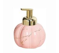 Dispensador de jabón de cerámica Redondo de 460 ml/15,5 oz for baño con Bomba Dorada y exquisitos diseños de mármol. Dispensadores de cerámica Modernos.(Rose)