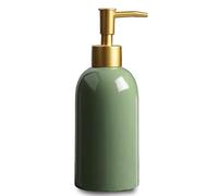 Dispensador de jabón de cerámica Verde con Bomba Dorada, Botella dispensadora de loción cilíndrica de diseño Simple, dispensador de jabón líquido Recargable para Cocina, baño, baño