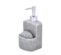 Dispensador de jabón de cocina 2 en 1 de almacenamiento, caja de soporte de estropajo de bola de limpieza, bomba de jabón para platos con organizador de soporte de esponja para encimera de fregadero