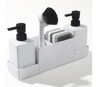 Dispensador de jabón de Cocina con Soporte de Esponja, para Fregadero, jabón de Manos y dispensador de jabón para Platos con Cepillo, Color Blanco Mate