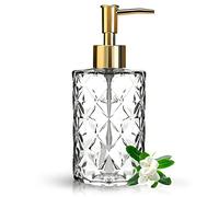 Dispensador de jabón de Cristal líquido para Cocina, baño - Botella de Cristal Transparente Recargable de 330 ml con Bomba para detergente para lavavajillas, loción de champú, para baño, Cocina