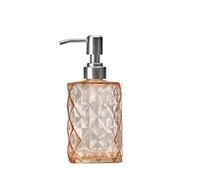 Dispensador de jabón de cristal naranja de 350 ml,Botella dispensadora de loción de champú líquido de diamante para baño y vajilla, dispensador de jabón para baño, cocina, encimera, lavandería