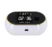Dispensador de jabón de espuma de manos de 450 ml con pantalla HD que muestra el tiempo indicador de modo de temperatura ambiente, nivel de batería y recarga (espuma blanca)