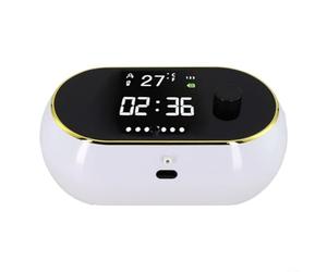 Dispensador de jabón de espuma de manos de 450 ml con pantalla HD que muestra el tiempo indicador de modo de temperatura ambiente, nivel de batería y recarga (espuma blanca)