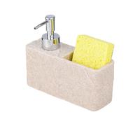 Dispensador de jabón de mano con dispensador de jabón de esponja, adecuado para cocina y baño. Cuenta con una construcción resistente hecha de resina (beige)