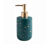 Dispensador de jabón de mano con, Dispensador de jabón manos cerámica blanco/verde, bomba recargable, 12,8 oz for baño cocina(Grn)