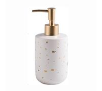 Dispensador de jabón de mano con, Dispensador de jabón manos cerámica blanco/verde, bomba recargable, 12,8 oz for baño cocina(Wei)