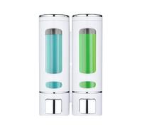 Dispensador de jabón de mano para montaje en pared, 400 ml*2 dispensadores de jabón de loción líquida rellenables, dispensador de bomba de ducha de gran capacidad y organizador para baño, cocina,