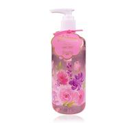 Dispensador de jabón de manos Accentra BLOSSOM - jabón líquido en un dispensador decorativo rosa con bomba y flores, 290 ml, fragancia: Lila Rosa, ideal para regalar a mujeres, madres y novias