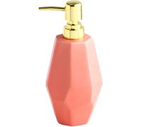 dispensador de jabón de manos, Dispensador de loción redondo cerámica Color sólido, botella con bomba recargable, for jabón manos, champú, uso en baño y cocina, 500ml, 1 unidad(Pink)