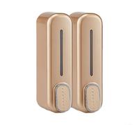 Dispensador de jabón de montaje en pared para artículos esenciales de baño, diseño a prueba de fugas con fácil recarga y elegante material ABS (dorado)