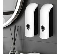 Dispensador de Jabón de Pared 2 Piezas, Dispensador Jabon Baño Pared 300 ml, Dispensador Jabon Pared No Requiere Taladrar ni Instalar Tornillos, Blanco