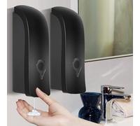 Dispensador de Jabón de Pared 2 Piezas, Dispensador Jabon Baño Pared 300 ml, Dispensador Jabon Pared No Requiere Taladrar ni Instalar Tornillos para Baño Cocina Hotel Oficina, Negro